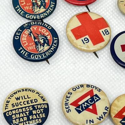 LOT 38: Antique World War I Era Pins & More - Victory Boys/Girls, Red Cross, YMCA and Others