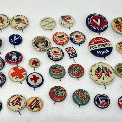 LOT 38: Antique World War I Era Pins & More - Victory Boys/Girls, Red Cross, YMCA and Others