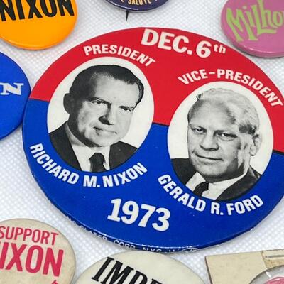 LOT 40: Richard Nixon Political Pins - After Watergate & More