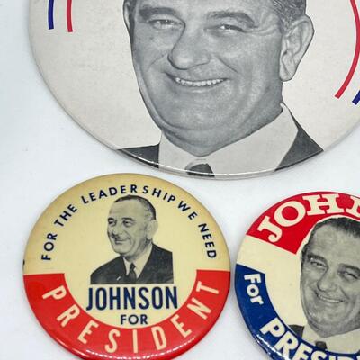 LOT 42: LBJ - Lyndon Johnson Political Buttons, Pins