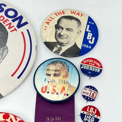 LOT 42: LBJ - Lyndon Johnson Political Buttons, Pins
