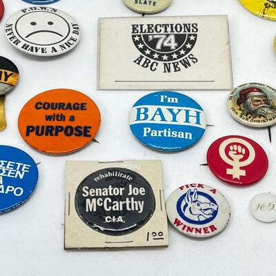 LOT 46: Assorted Political Pins, Buttons - Various Causes, Organization