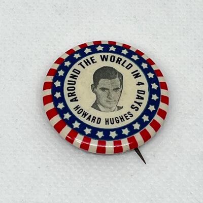 LOT 50: Vintage World Travel Buttons - Howard Hughes Around the World 1938, Trans-Atlantic Fliers - 1928