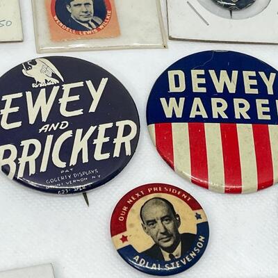 LOT 53: Antique/Vintage Political Pins, Buttons (1890s-1950s) Mostly Presidential Races