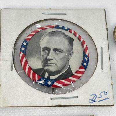 LOT 53: Antique/Vintage Political Pins, Buttons (1890s-1950s) Mostly Presidential Races