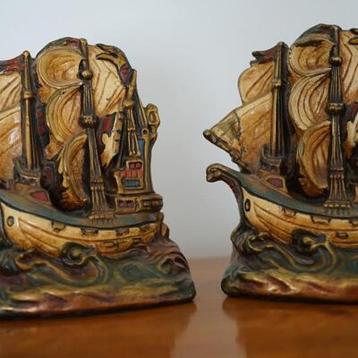CAST COLD PAINTED METAL BOOK ENDS THE 