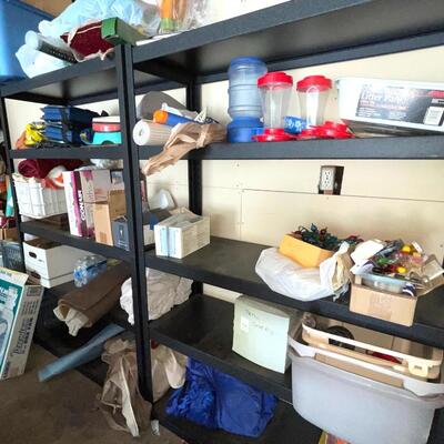 LOT 152  PAIR OF HEAVY DUTY METAL STORAGE SHELVES GARAGE WORKSHOP WAREHOUSE