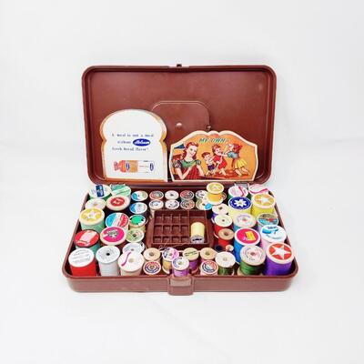 VINTAGE WIL-HOLD SEWING BOX PACKED WITH SEWING GOODIES