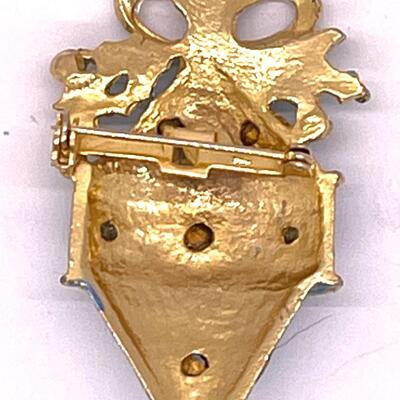 Vintage Blue Rhinestone Christmas Ornament Brooch Pin