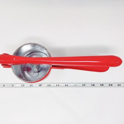 PRISTINE VINTAGE RED HANDLED POTATO RICER FRUIT JUICER