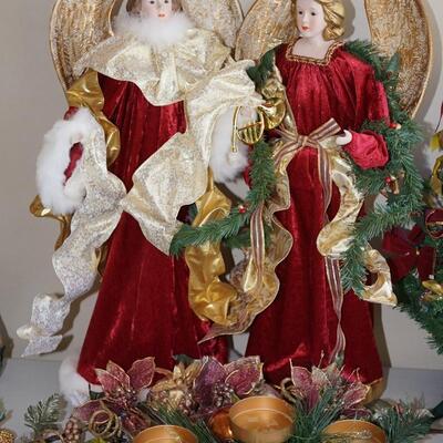 PAIR OF THE PORCELAIN FACE HOLIDAY DRESSED ANGELS OF 28