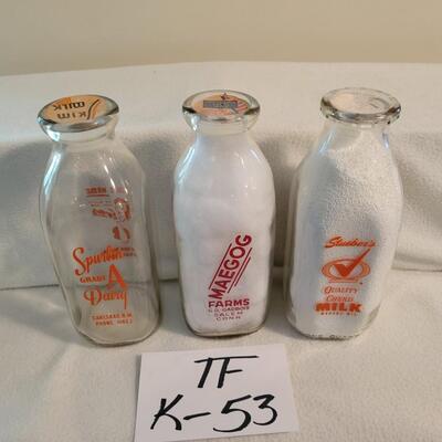 3 Pc Milk Bottle Lot