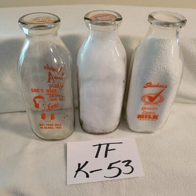 3 Pc Milk Bottle Lot
