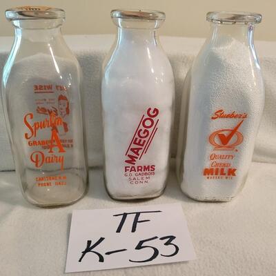 3 Pc Milk Bottle Lot