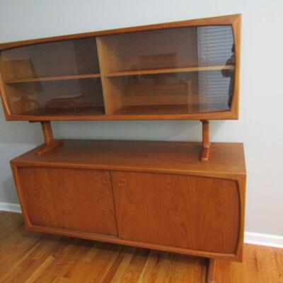 Mid-Century Design Danish Style Cupboard with Sliding Glass Front