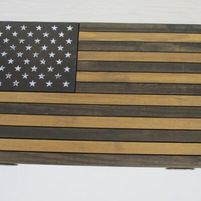 Folk Art Hand Crafted Wood American Flag