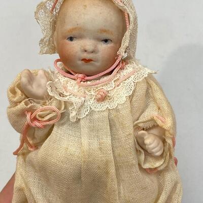 Antique Vintage Bisque Painted Face Baby Doll with Jointed Body