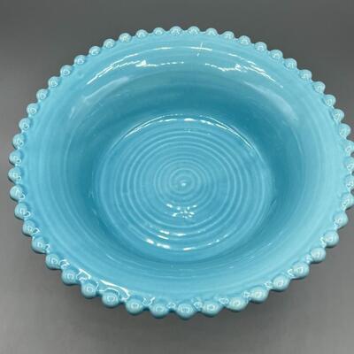 Deartis Turquoise Blue Ceramic Pedestal Candy Dish Compote Candle Holder
