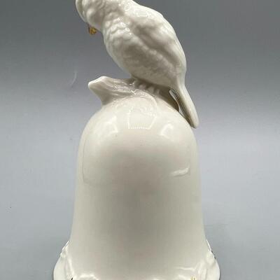 White Ceramic Christmas Holiday Cardinal Handle Decorative Bell
