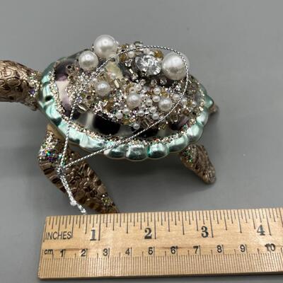 Ornate Sparkling Sea Turtle Hanging Ornament
