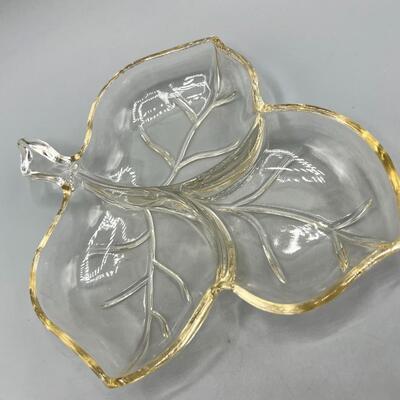 Autumn Leaf Decorative Glass Jewelry Trinket Bowl Tray