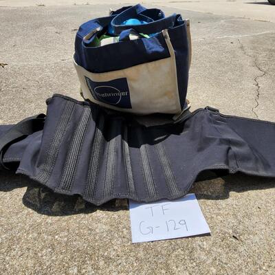 Lot with reusable bags and back brace