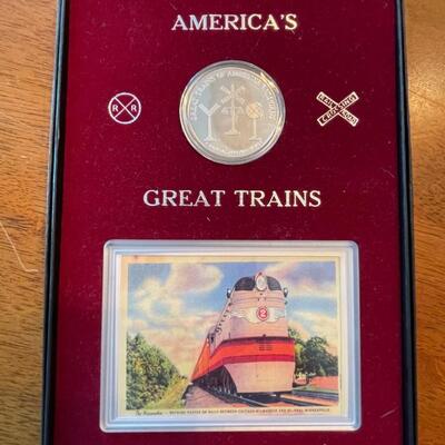 .999 silver round / America's Great Trains