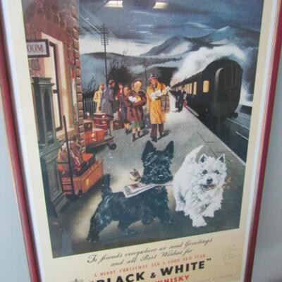 Framed Black and White Scotch Whisky Poster