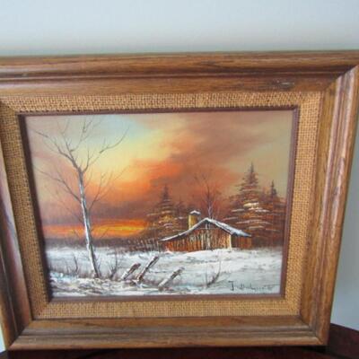Framed Art- Two Pieces- Mountain/Cabin Theme