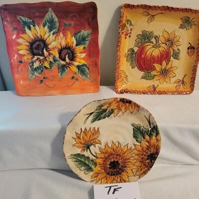 3 Pc SUNFLOWER Decor Plates