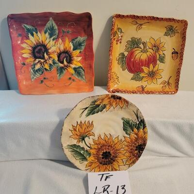 3 Pc SUNFLOWER Decor Plates