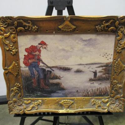 Framed Hunting Painting By Artist Graef