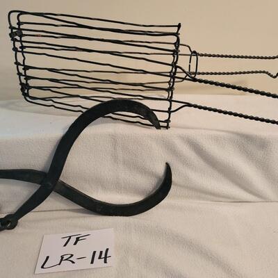 Antique Toaster and Iron log Tongs