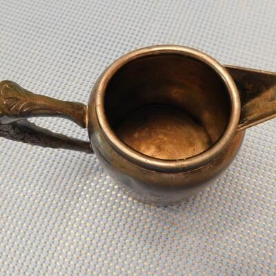 Early Engraved Silver Plate Creamer Detailed Work Marked