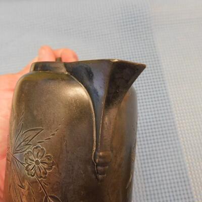 Early Engraved Silver Plate Creamer Detailed Work Marked