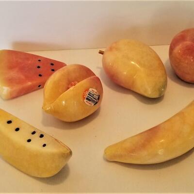 Lot #50  Lot of vintage Marble Fruit - six pieces