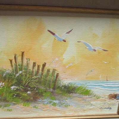 Painted Wall Art Birds Flying At The Seashore