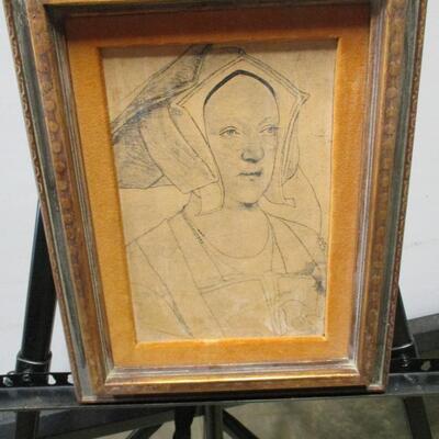 Framed Drawing Of A Woman Artist Holbein