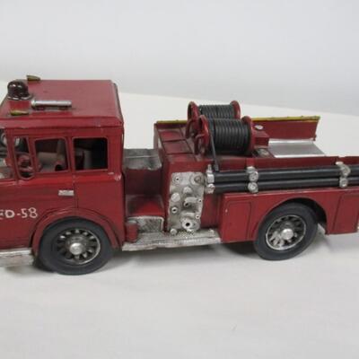 Metal Fire Truck Home Decor