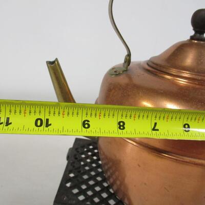 Copper Kettle Made In Italy & Cast Iron Stand