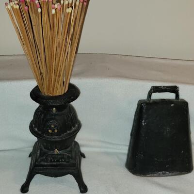 Cast iron Match Holder & Cowbell