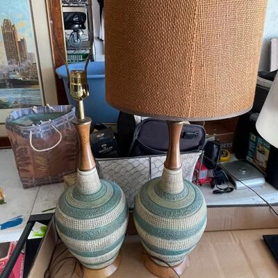Pair of ceramic MCM table lamps