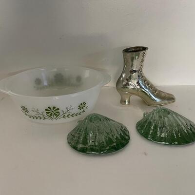 Random Lot Casserole Dish, Seashell Candle holders Etc.