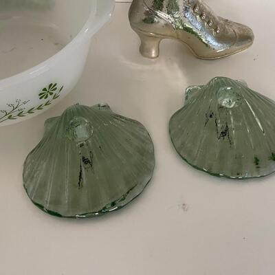 Random Lot Casserole Dish, Seashell Candle holders Etc.