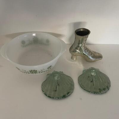 Random Lot Casserole Dish, Seashell Candle holders Etc.