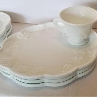 Lot #55  Lot of 6 Vintage Milk Glass Snack Sets