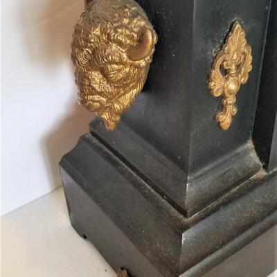 Lot #58  Antique Mantle Clock - Unusual Buffalo Motif