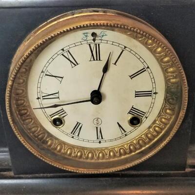 Lot #58  Antique Mantle Clock - Unusual Buffalo Motif