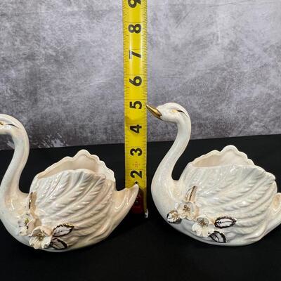 Two Vintage Norcrest Swan Planters