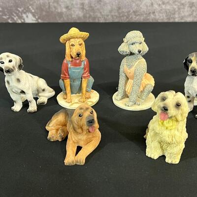Cast Resin Dog Figurines Set of 6